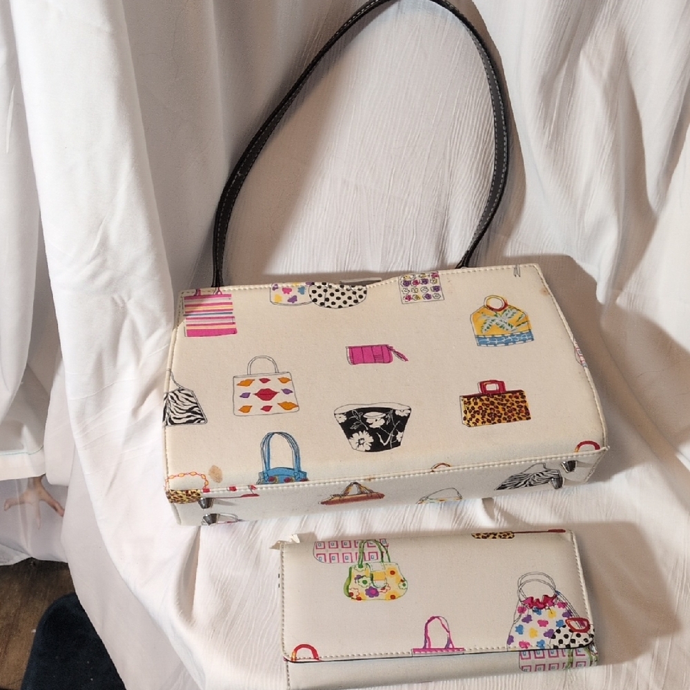 Lesportsac Cream and Black Handbag Set